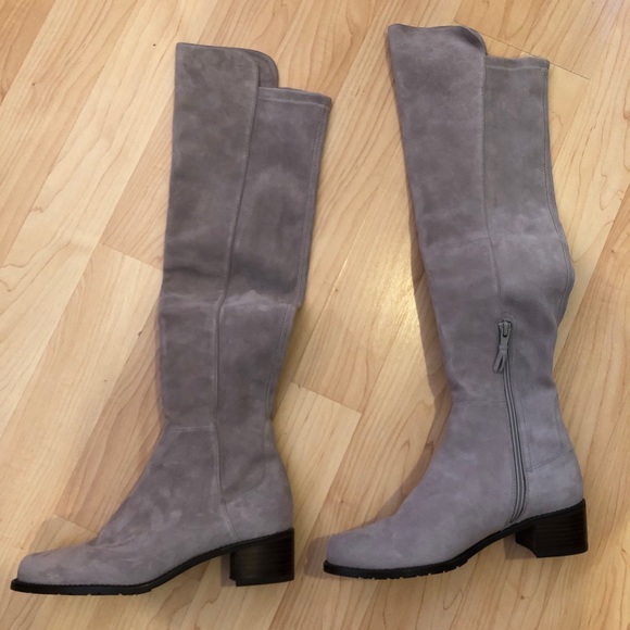 Stuart Weitzman Allserve Suede Boots Grey Size 5.5 - Picture 3 of 4